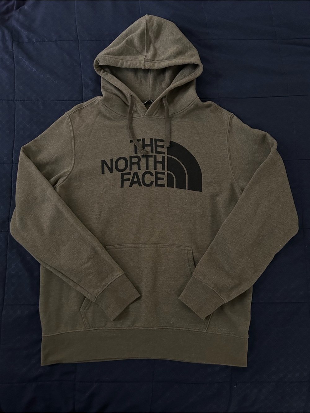 The North Face Men's Olive Green Pullover Hoodie with Black Logo